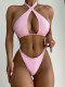 SC Solid Sexy Halter Bandage Bikini 2 Piece Sets CASF-6327