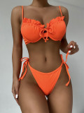 SC Solid Underwired Push-Up Pleated Bikini Sets CASF-6286
