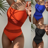 SC Solid Mesh Patchwork One-Piece Swimsuit CASF-6271