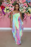 SC Sexy Printed Spaghetti Strap Pockets Loose Maxi Dress SMR-SMR10502