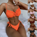 SC Solid Underwired Push-Up Pleated Bikini Sets CASF-6286