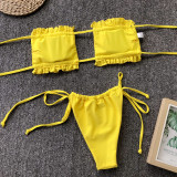 SC Sexy Solid Color Ruched Bikini 2 Piece Sets CSYZ-1977