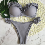 SC Sexy Pleated Bandeau Bikini Two Piece Sets CASF-8753