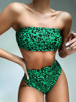 SC Tube Top High Waist Printed Swimsuit Two Piece Set CSYZ-WB10