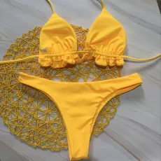 SC Solid Pleated Sexy Bikini 2 Piece Sets CASF-8740