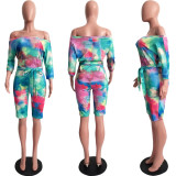 SC Plus Size Summer Sexy Print Off Shoulder Tie Up Rompers SH-390269