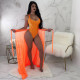 SC Solid Bodysuit+Mesh Long Skirt Beach 2 Piece Sets NY-8596