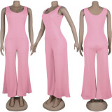 SC Plus Size Solid Sleeveless Wide Leg Jumpsuit NY-8839