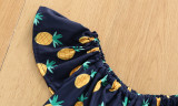 SC Kids Girl Pineapple Print Top+Hole Jeans Shorts 2 Piece Sets YKTZ-2206