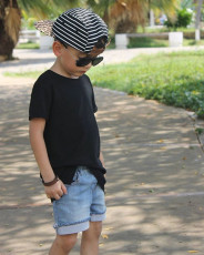 SC Kids Boy Black T Shirt+Jeans Shorts 2 Piece Sets YKTZ-g16