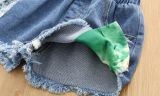 SC Kids Girl Tie Dye Slash Neck Top+Ripped Jeans Shorts Suits YKTZ-2222