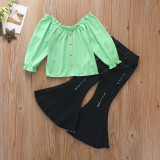 SC Kids Girl Long Sleeve Top+Ripped Flared Jeans Suits YKTZ-3002