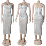 SC Plus Size Hot Drilling Spaghetti Strap Club Dress NY-2072