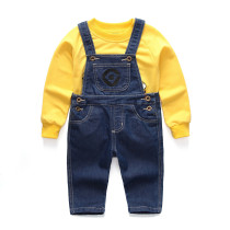 SC Kids Boy Gril Long Sleeve Top+Strap Jeans Pants Sets YKTZ-M003