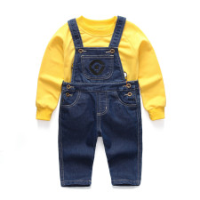 SC Kids Boy Gril Long Sleeve Top+Strap Jeans Pants Sets YKTZ-M003