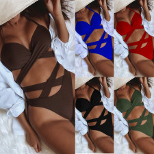 SC Solid Color Sexy Tie Up Swimsuit Two Piece Sets CSYZ-B546K