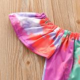SC Kids Girl Tie Dye Top+Jeans Shorts+Headband 3 Piece Sets YKTZ-1030