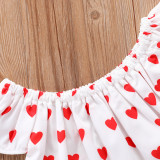 SC Kids Girl Love Heart Print Top+Jeans Shorts 3 Piece Sets YKTZ-2091