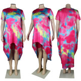 SC Plus Size Tie Dye Top And Shorts Two Piece Sets NY-8951
