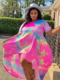 SC Plus Size Tie Dye Top And Shorts Two Piece Sets NY-8951
