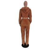 SC Winter Hooded Plush Thick Two Piece Pants Set GCNF-0166