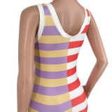 SC Casual Striped Sleeveless Midi Dress YH-5250