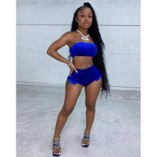 SC Sexy Velvet Tube Top And Shorts 2 Piece Sets GCNF-0125