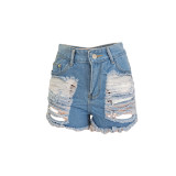 SC Denim Ripped Hole Jeans Mini Shorts GCNF-0131b