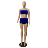 SC Sexy Velvet Tube Top And Shorts 2 Piece Sets GCNF-0125