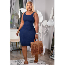 SC Plus Size Denim Sleeveless Slim Mini Dress GCNF-0152