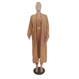 SC Winter Plush Vest Top+Long Coat+Pants 3 Piece Sets GCNF-0081