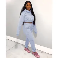 SC Plus Size Solid Hooded Tracksuit 2 Piece Sets GCNF-0075