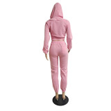 SC Plus Size Solid Hooded Tracksuit 2 Piece Sets GCNF-0075