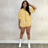 SC Casual Striped Shirt Top And Shorts 2 Piece Sets YIM-245