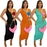 SC Multicolor Splice Cutout Sexy Sleeveless Dress HHF-99108