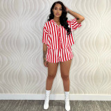 SC Casual Striped Shirt Top And Shorts 2 Piece Sets YIM-245