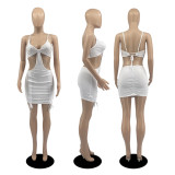 SC Sexy Backless Hollow Out Drawstring Mini Dress DDF-88152