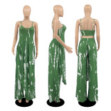 SC Tie Dye Print Irregular Vest Top+Wide Leg Pants 2 Piece Sets DDF-88151