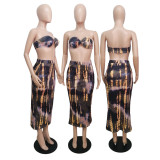 SC Plus Size Tie Dye Sexy Tube Top And Skirt Two Piece Set GDYF-6965