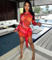 SC Sexy Mesh Bodysuit+Mini Skirt 2 Piece Sets NIK-279