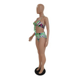 SC Fashion Sexy Print Cloak Bikini Swimsuit Three-piece Set GDYF-6991