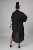 SC Loose Irregular Splice Pocket Shirt Dress GDYF-6954