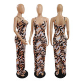 SC Fashion Sexy Sling Print Slit Maxi Dress GDYF-6969