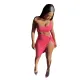 SC Solid Color Single Shoulder Tank Top And Skirt Two Piece Sets GDYF-6957