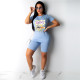SC Cartoon Print Casual Two Piece Shorts Set GCNF-0014