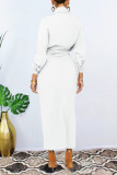 SC Solid Long Sleeve Folds Long Shirt Dress OMY-81003