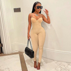 SC Solid Spaghetti Strap Tight Jumpsuit FSL-F192
