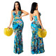 SC Print Halter Sexy Maxi Dress GDYF-6671