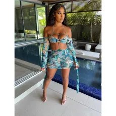 SC Printed Sexy Halter Mini Dress GDYF-6659