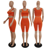 SC Solid Color Vest Shorts Sports Yoga Two Piece Sets GDYF-6646